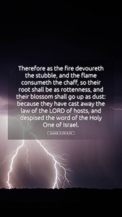 Picture 05 - Isaiah 5:24 KJV Mobile Phone Wallpaper - Therefore as the fire devoureth the stubble, and - Mobile Bible Verse Wallpaper