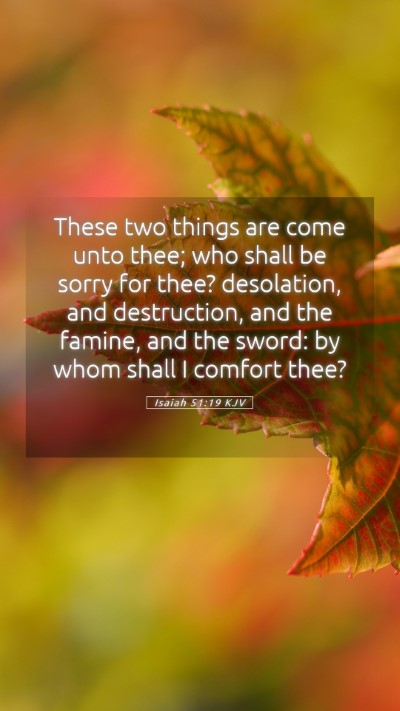 Picture 05 - Isaiah 51:19 KJV Mobile Phone Wallpaper - These two things are come unto thee; who shall be - Mobile Bible Verse Wallpaper