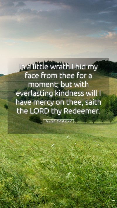 Picture 05 - Isaiah 54:8 KJV Mobile Phone Wallpaper - In a little wrath I hid my face from thee for a - Mobile Bible Verse Wallpaper