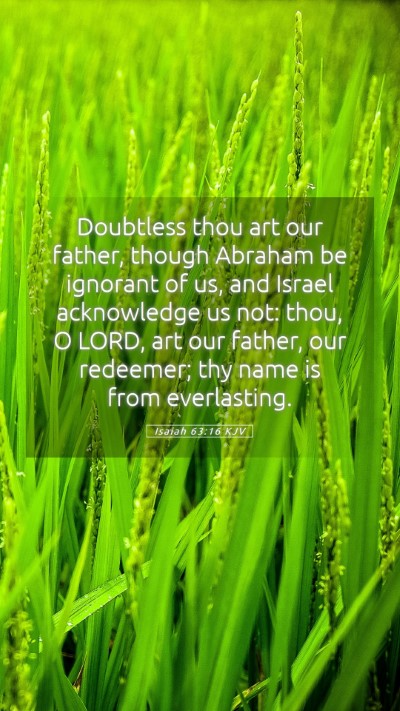 Picture 05 - Isaiah 63:16 KJV Mobile Phone Wallpaper - Doubtless thou art our father, though Abraham be - Mobile Bible Verse Wallpaper
