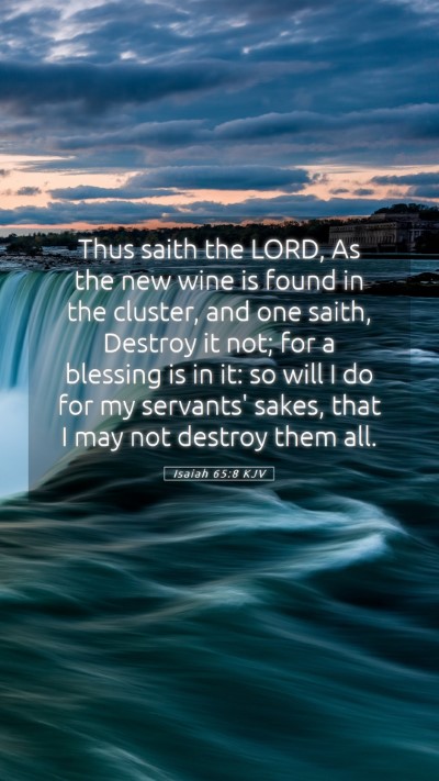 Picture 05 - Isaiah 65:8 KJV Mobile Phone Wallpaper - Thus saith the LORD, As the new wine is found in - Mobile Bible Verse Wallpaper