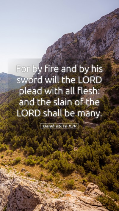Picture 05 - Isaiah 66:16 KJV Mobile Phone Wallpaper - For by fire and by his sword will the LORD plead - Mobile Bible Verse Wallpaper