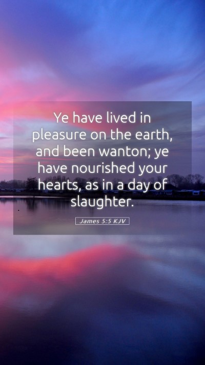 Picture 05 - James 5:5 KJV Mobile Phone Wallpaper - Ye have lived in pleasure on the earth, and been - Mobile Bible Verse Wallpaper