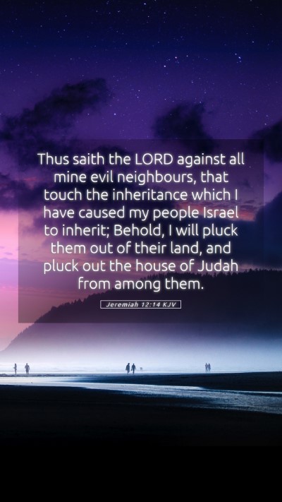 Picture 05 - Jeremiah 12:14 KJV Mobile Phone Wallpaper - Thus saith the LORD against all mine evil - Mobile Bible Verse Wallpaper
