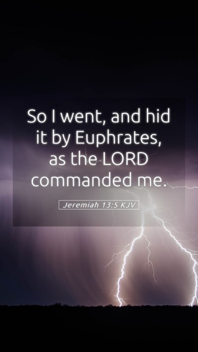 Picture 05 - Jeremiah 13:5 KJV Mobile Phone Wallpaper - So I went, and hid it by Euphrates, as the LORD - Mobile Bible Verse Wallpaper