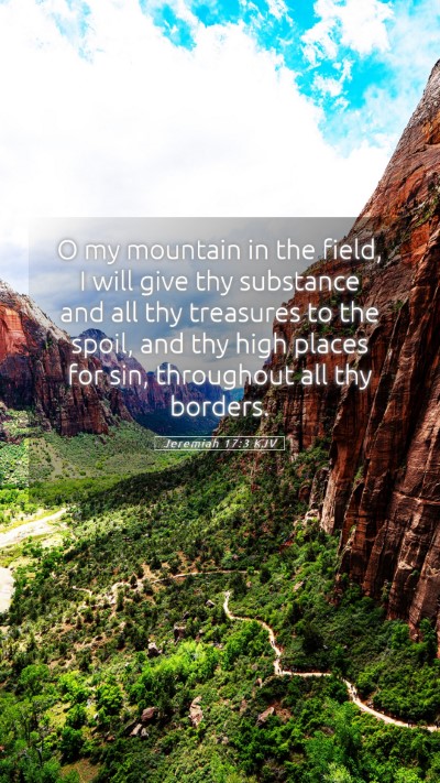 Picture 05 - Jeremiah 17:3 KJV Mobile Phone Wallpaper - O my mountain in the field, I will give thy - Mobile Bible Verse Wallpaper