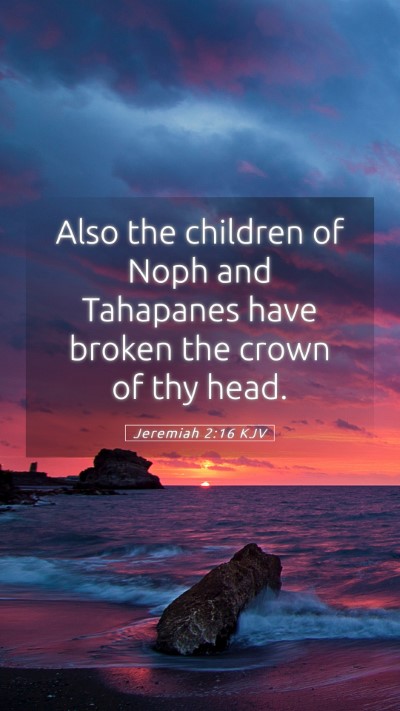 Picture 05 - Jeremiah 2:16 KJV Mobile Phone Wallpaper - Also the children of Noph and Tahapanes have - Mobile Bible Verse Wallpaper