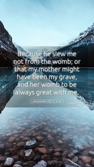 Picture 05 - Jeremiah 20:17 KJV Mobile Phone Wallpaper - Because he slew me not from the womb; or that my - Mobile Bible Verse Wallpaper