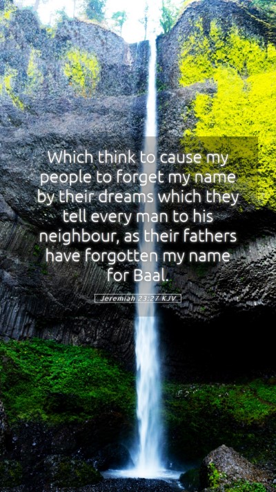 Picture 05 - Jeremiah 23:27 KJV Mobile Phone Wallpaper - Which think to cause my people to forget my name - Mobile Bible Verse Wallpaper