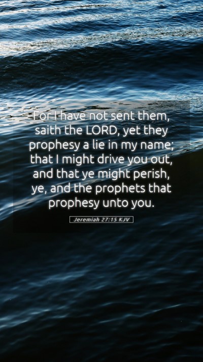 Picture 05 - Jeremiah 27:15 KJV Mobile Phone Wallpaper - For I have not sent them, saith the LORD, yet - Mobile Bible Verse Wallpaper
