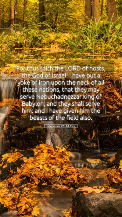 Picture 05 - Jeremiah 28:14 KJV Mobile Phone Wallpaper - For thus saith the LORD of hosts, the God of - Mobile Bible Verse Wallpaper
