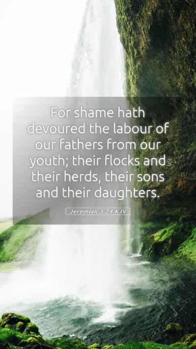 Picture 05 - Jeremiah 3:24 KJV Mobile Phone Wallpaper - For shame hath devoured the labour of our fathers - Mobile Bible Verse Wallpaper