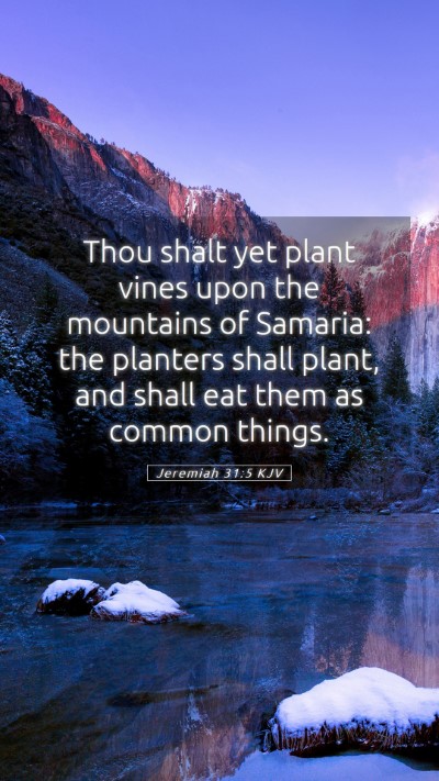 Picture 05 - Jeremiah 31:5 KJV Mobile Phone Wallpaper - Thou shalt yet plant vines upon the mountains of - Mobile Bible Verse Wallpaper