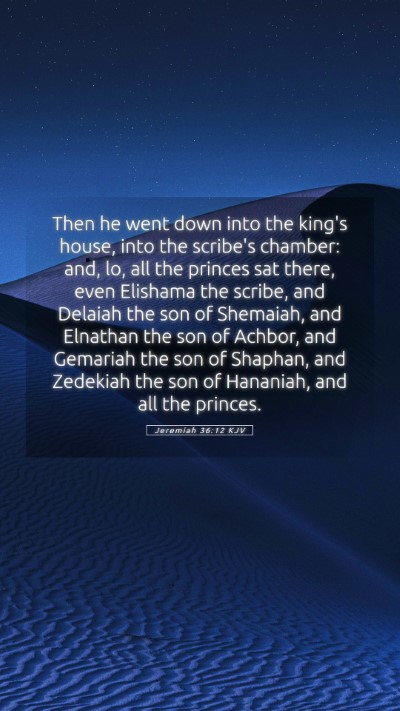 Picture 05 - Jeremiah 36:12 KJV Mobile Phone Wallpaper - Then he went down into the king's house, into the - Mobile Bible Verse Wallpaper