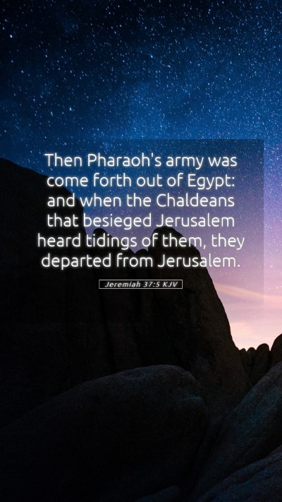 Picture 05 - Jeremiah 37:5 KJV Mobile Phone Wallpaper - Then Pharaoh's army was come forth out of Egypt: - Mobile Bible Verse Wallpaper