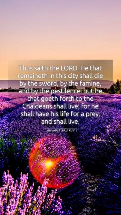 Picture 05 - Jeremiah 38:2 KJV Mobile Phone Wallpaper - Thus saith the LORD, He that remaineth in this - Mobile Bible Verse Wallpaper