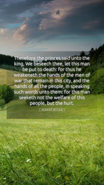 Picture 05 - Jeremiah 38:4 KJV Mobile Phone Wallpaper - Therefore the princes said unto the king, We - Mobile Bible Verse Wallpaper