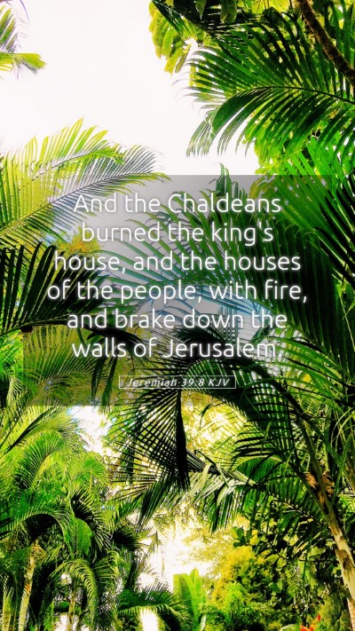 Picture 05 - Jeremiah 39:8 KJV Mobile Phone Wallpaper - And the Chaldeans burned the king's house, and - Mobile Bible Verse Wallpaper