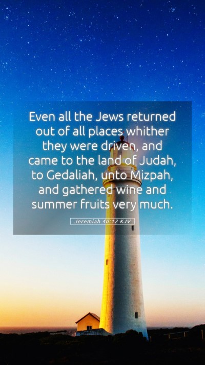 Picture 05 - Jeremiah 40:12 KJV Mobile Phone Wallpaper - Even all the Jews returned out of all places - Mobile Bible Verse Wallpaper