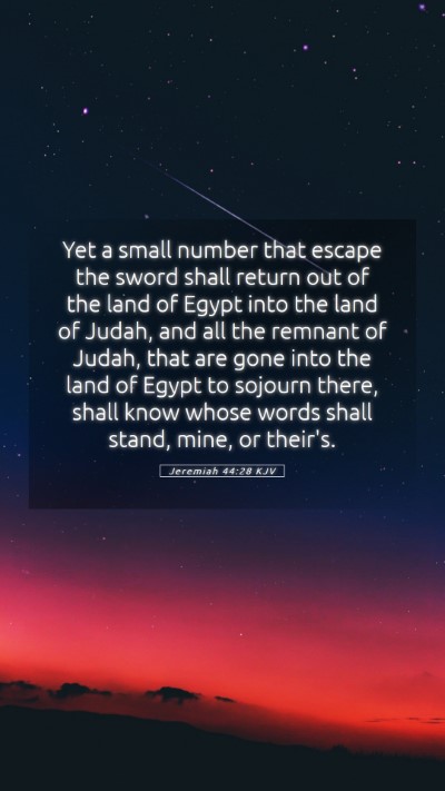 Picture 05 - Jeremiah 44:28 KJV Mobile Phone Wallpaper - Yet a small number that escape the sword shall - Mobile Bible Verse Wallpaper
