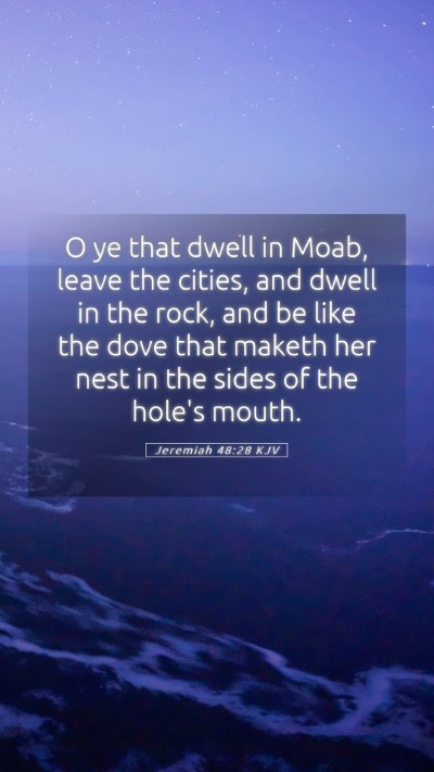 Picture 05 - Jeremiah 48:28 KJV Mobile Phone Wallpaper - O ye that dwell in Moab, leave the cities, and - Mobile Bible Verse Wallpaper