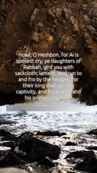 Picture 05 - Jeremiah 49:3 KJV Mobile Phone Wallpaper - Howl, O Heshbon, for Ai is spoiled: cry, ye - Mobile Bible Verse Wallpaper