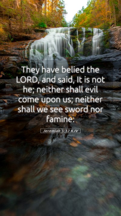 Picture 05 - Jeremiah 5:12 KJV Mobile Phone Wallpaper - They have belied the LORD, and said, It is not - Mobile Bible Verse Wallpaper