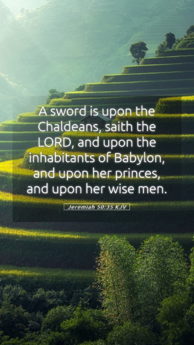 Picture 05 - Jeremiah 50:35 KJV Mobile Phone Wallpaper - A sword is upon the Chaldeans, saith the LORD, - Mobile Bible Verse Wallpaper