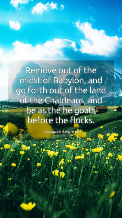 Picture 05 - Jeremiah 50:8 KJV Mobile Phone Wallpaper - Remove out of the midst of Babylon, and go forth - Mobile Bible Verse Wallpaper