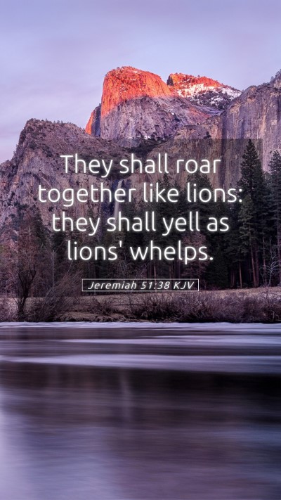Picture 05 - Jeremiah 51:38 KJV Mobile Phone Wallpaper - They shall roar together like lions: they shall - Mobile Bible Verse Wallpaper