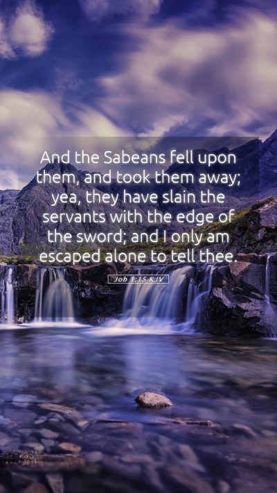 Picture 05 - Job 1:15 KJV Mobile Phone Wallpaper - And the Sabeans fell upon them, and took them - Mobile Bible Verse Wallpaper