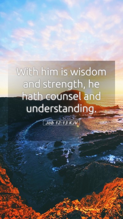Picture 05 - Job 12:13 KJV Mobile Phone Wallpaper - With him is wisdom and strength, he hath counsel - Mobile Bible Verse Wallpaper