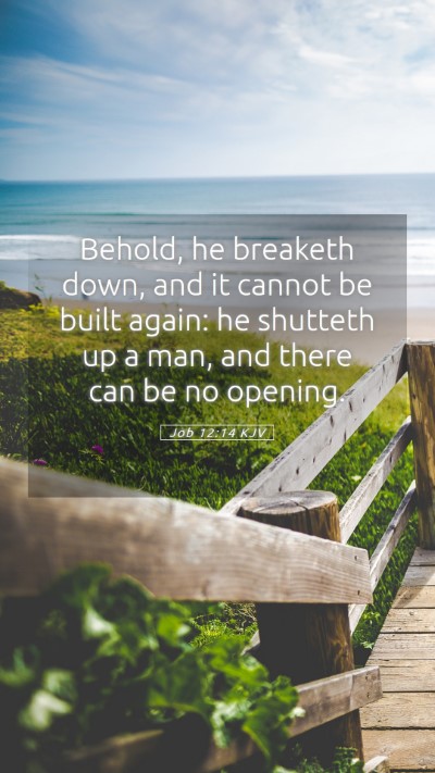Picture 05 - Job 12:14 KJV Mobile Phone Wallpaper - Behold, he breaketh down, and it cannot be built - Mobile Bible Verse Wallpaper
