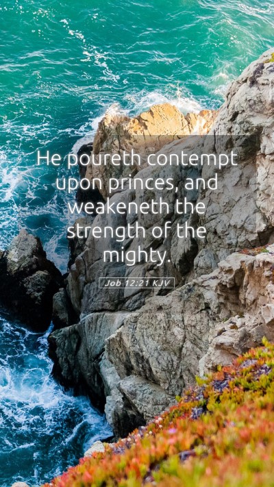 Picture 05 - Job 12:21 KJV Mobile Phone Wallpaper - He poureth contempt upon princes, and weakeneth - Mobile Bible Verse Wallpaper