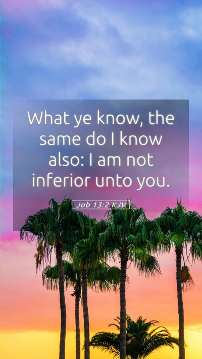 Picture 05 - Job 13:2 KJV Mobile Phone Wallpaper - What ye know, the same do I know also: I am not - Mobile Bible Verse Wallpaper