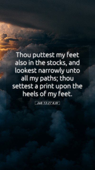 Picture 05 - Job 13:27 KJV Mobile Phone Wallpaper - Thou puttest my feet also in the stocks, and - Mobile Bible Verse Wallpaper