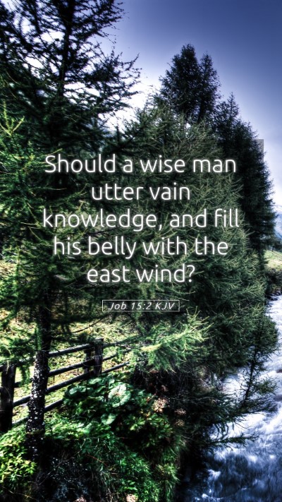 Picture 05 - Job 15:2 KJV Mobile Phone Wallpaper - Should a wise man utter vain knowledge, and fill - Mobile Bible Verse Wallpaper