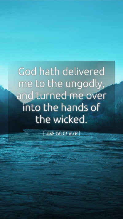 Picture 05 - Job 16:11 KJV Mobile Phone Wallpaper - God hath delivered me to the ungodly, and turned - Mobile Bible Verse Wallpaper
