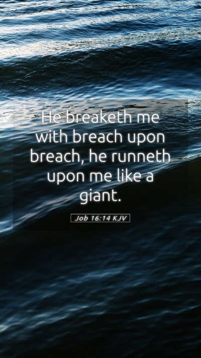 Picture 05 - Job 16:14 KJV Mobile Phone Wallpaper - He breaketh me with breach upon breach, he - Mobile Bible Verse Wallpaper