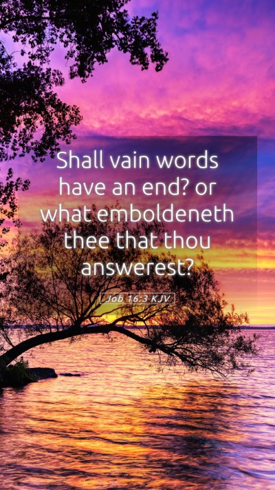 Picture 05 - Job 16:3 KJV Mobile Phone Wallpaper - Shall vain words have an end? or what emboldeneth - Mobile Bible Verse Wallpaper