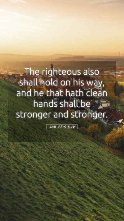 Picture 05 - Job 17:9 KJV Mobile Phone Wallpaper - The righteous also shall hold on his way, and he - Mobile Bible Verse Wallpaper