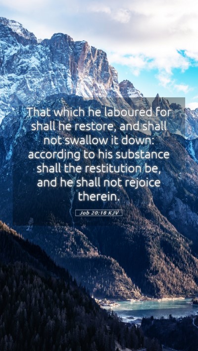 Picture 05 - Job 20:18 KJV Mobile Phone Wallpaper - That which he laboured for shall he restore, and - Mobile Bible Verse Wallpaper