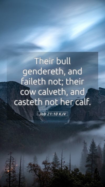 Picture 05 - Job 21:10 KJV Mobile Phone Wallpaper - Their bull gendereth, and faileth not; their cow - Mobile Bible Verse Wallpaper