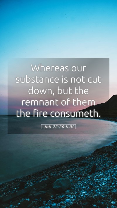 Picture 05 - Job 22:20 KJV Mobile Phone Wallpaper - Whereas our substance is not cut down, but the - Mobile Bible Verse Wallpaper