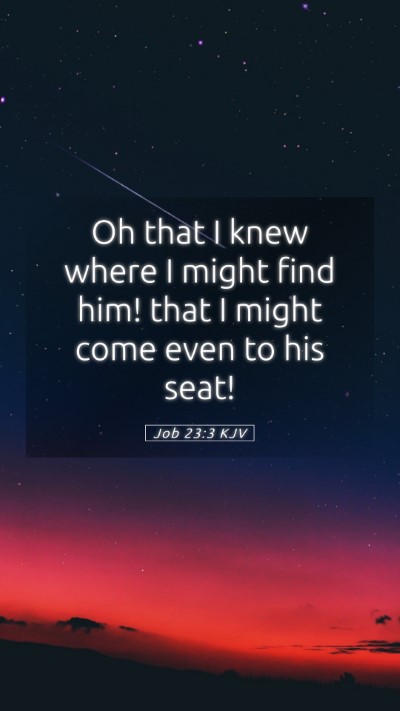 Picture 05 - Job 23:3 KJV Mobile Phone Wallpaper - Oh that I knew where I might find him! that I - Mobile Bible Verse Wallpaper