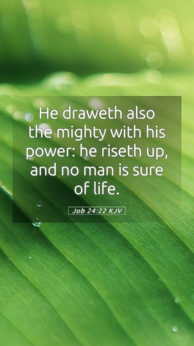 Picture 05 - Job 24:22 KJV Mobile Phone Wallpaper - He draweth also the mighty with his power: he - Mobile Bible Verse Wallpaper