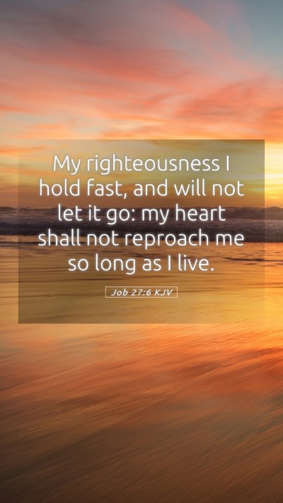 Picture 05 - Job 27:6 KJV Mobile Phone Wallpaper - My righteousness I hold fast, and will not let it - Mobile Bible Verse Wallpaper