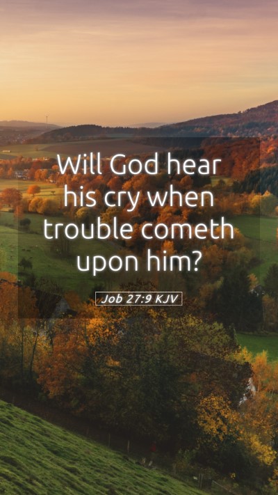 Picture 05 - Job 27:9 KJV Mobile Phone Wallpaper - Will God hear his cry when trouble cometh upon - Mobile Bible Verse Wallpaper