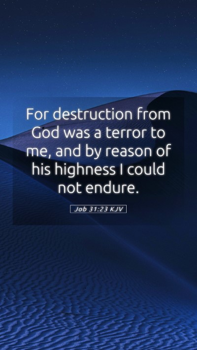 Picture 05 - Job 31:23 KJV Mobile Phone Wallpaper - For destruction from God was a terror to me, and - Mobile Bible Verse Wallpaper