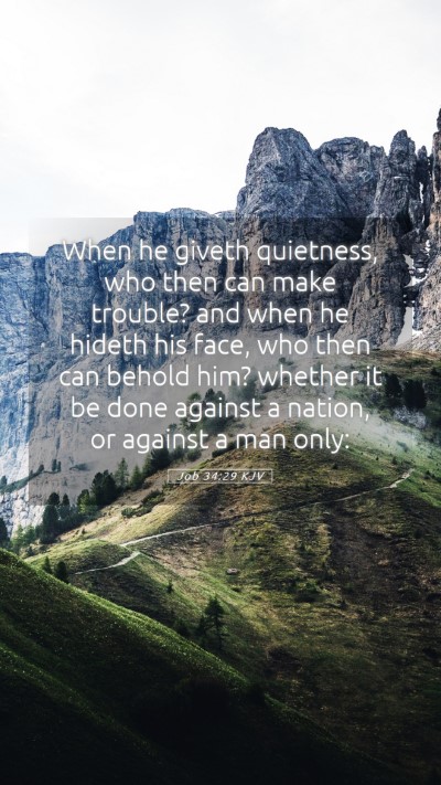 Picture 05 - Job 34:29 KJV Mobile Phone Wallpaper - When he giveth quietness, who then can make - Mobile Bible Verse Wallpaper